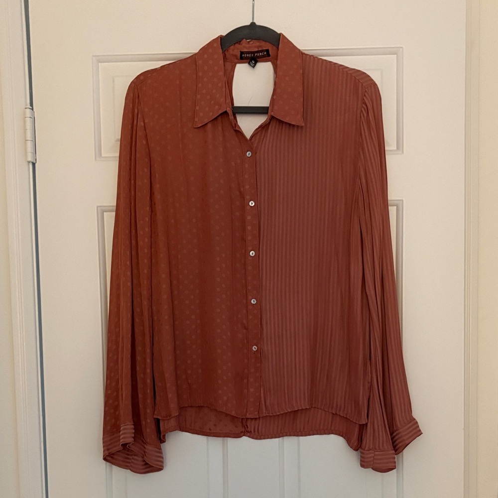 Honey Punch Terracotta Button-Up Blouse